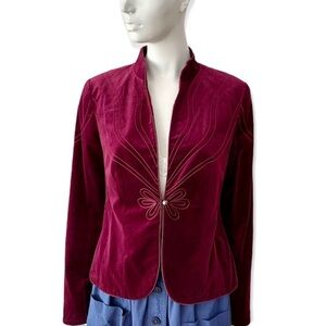 Trina Turk Velvet Victorian Style Embroidered Blazer Jacket